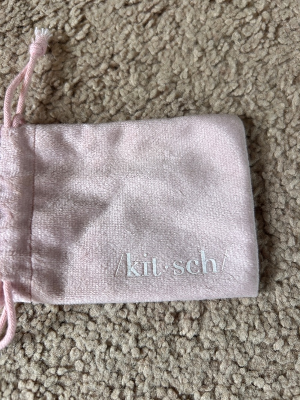 Kitsch Light Pink Velvet Drawstring Accessory Pouch - Picture 2 of 3